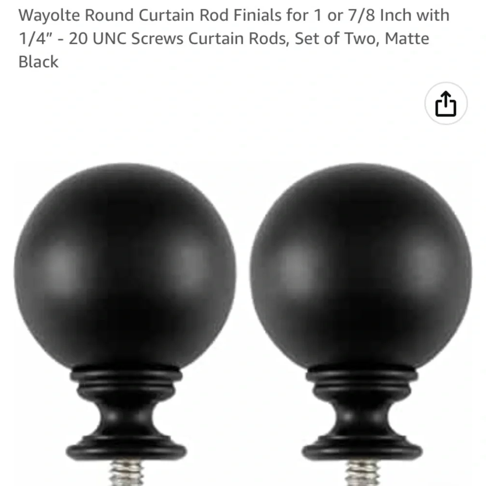 Curtain Rod Finials Round Black Matte